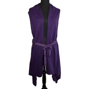 Jennifer Lopez Purple Sleeveless Cardigan with Belt, Medium, NWT